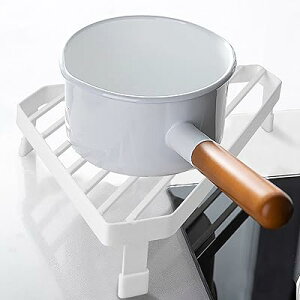 コンロコーナーラック コンロ奥ラック キッチンコーナーラック 三角コーナー 鍋収納ラック 鍋置き フライパン置き フライパンラック 水切り スペースの節約 キッチン 台所 ホワイト