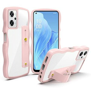 OPPO Reno9 A /Reno7 A ケース クリア スタンド機能 OPG04 スマホケース 耐衝撃 カバー 透明 軽量 薄型 おしゃれ 人気 ストラップホール (ピンク)