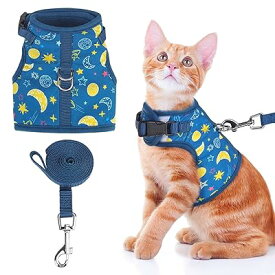 猫 ハーネス リード セット 猫用ハーネス 調節可能 胴輪 猫用品 ベスト 通気メッシュ 夜反射