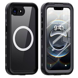 iPhone 16E p hP[X MagSafeΉ IP68hKi h ho ACtH16e X}zP[X Jo[ Xgbvz[t 360°ی ϏՌ (ubN, iPhone 16ep)