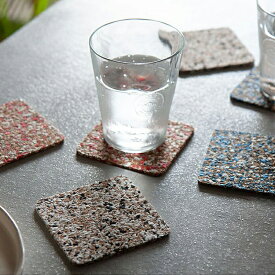 【メール便1通につき4個まで】コースター同色4枚セット 3D CORK コルナコール　コースター4枚 スクエア ポルトガル製