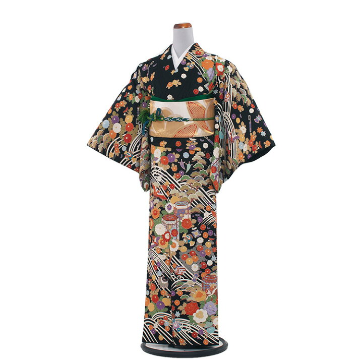 楽天市場】【レンタル】訪問着 フルセットレンタル / NEO184黒地/総柄L  