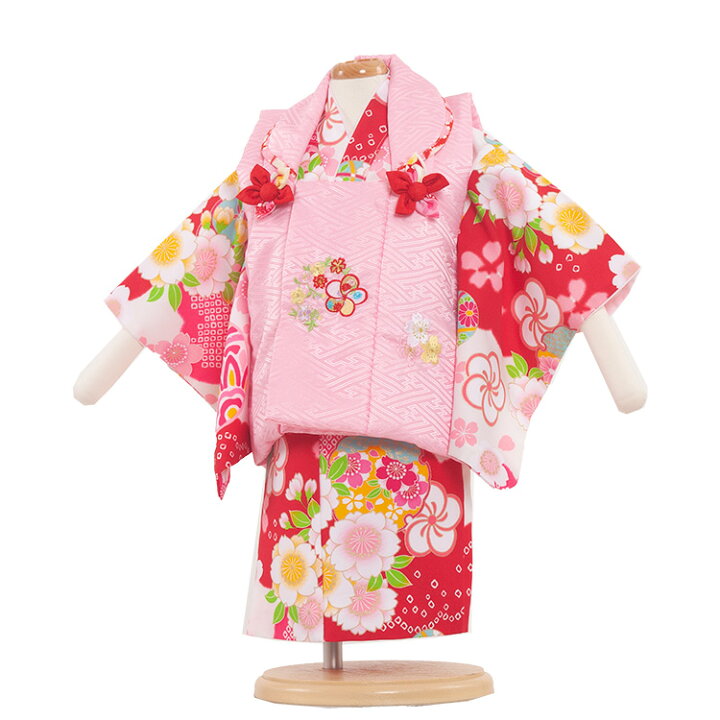 ベビー着物 ピンクの花 女の子 和服 花柄 二部式着物316 ベビー ベビー服 子供 赤ちゃん ひな祭り 桃の節句 和装