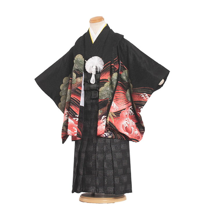 楽天市場 レンタル 簡単着付け袴 七五三 着物 男の子 三歳 3095黒 刺繍鷹と赤波 袴 男児3歳用 羽織袴 3歳 セット 七五三 袴 男の子 七五三 着物 男の子 フルセット レンタル 3歳男の子 着物レンタル はかま 袴 男児 袴セット レンタル七五三 貸衣装 貸衣裳