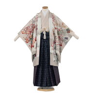 【レンタル】【かんたん着付け袴】七五三 5歳 男の子 5574 華徒然 ベージュ 袴レンタル 着物 人気 おしゃ…
