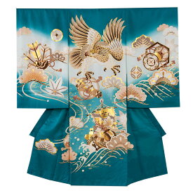 【レンタル】お宮参り 着物 レンタル 男の子 祝い着 男 産着 産着レンタル 祝着レンタル 着物レンタル 男の子産着 お宮参り 初着 宮参り 京都 赤ちゃん 掛け着お食い初め 初着 祝い着 赤ちゃん着物 記念撮影 鷹 兜 鼓 格安 安い 往復送料無料 3AL2561 鷹 宝船 正絹