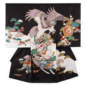 【レンタル】お宮参り 着物 レンタル 男の子 祝い着 男 産着 産着レンタル 祝着レンタル 着物レンタル 男の子産着 お宮参り 初着 宮参り 京都 赤ちゃん 掛け着お食い初め 初着 祝い着 赤ちゃん着物 記念撮影 格安 安い 往復送料無料 3AL2564 黒 鷹 色違い 正絹