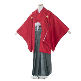 【レンタル】卒業式 袴 レンタル 男の子 小学生 卒業式 袴セット 赤/グレーの袴 （ jr1301 ）10歳 11歳 12歳 13歳 6年生 十三参り 男児 小学校の卒業式 袴レンタル 小学校卒業式 結婚式 イベント 着物レンタル 往復送料無料 新品足袋プレゼント