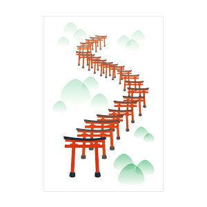 伏見稲荷大社(千本鳥居)【ポストカード】3枚セット/おしゃれでかわいい京都かみんぐ限定ポストカードアート