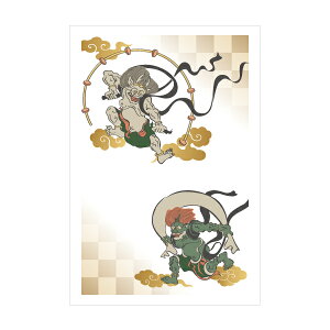 風神雷神【ポストカード】3枚セット/おしゃれでかわいい京都かみんぐ限定ポストカードアート