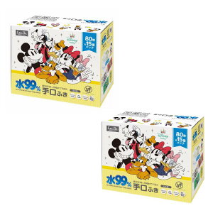 【2箱セット】レック 水99% 手口ふき / ミッキー&フレンズ 80枚入x30個 (2400枚)