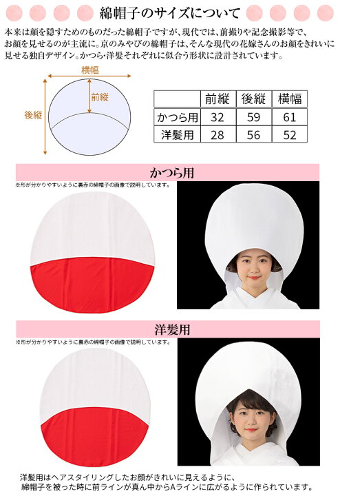 楽天市場】花嫁用 綿帽子 洋髪用 かつら用 縮緬 白ちりめん わたぼうし 