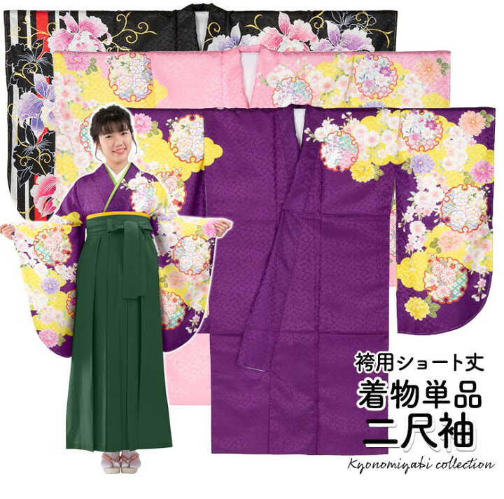 楽天市場】【小振袖 二尺袖 着物単品】ショート丈着物 絵羽柄 袴専用 