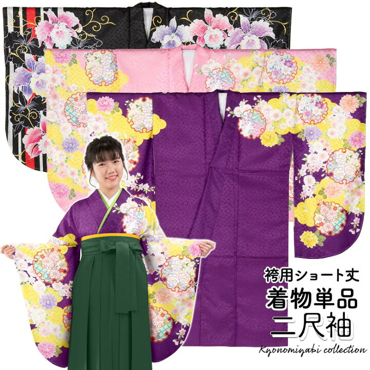楽天市場】【小振袖 二尺袖 着物単品】ショート丈着物 絵羽柄 袴専用 