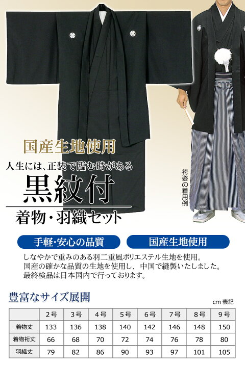 TAMA屋】男物着物羽二重黒紋付 8点 TM375/まとめ売り リメイクに（楽天 