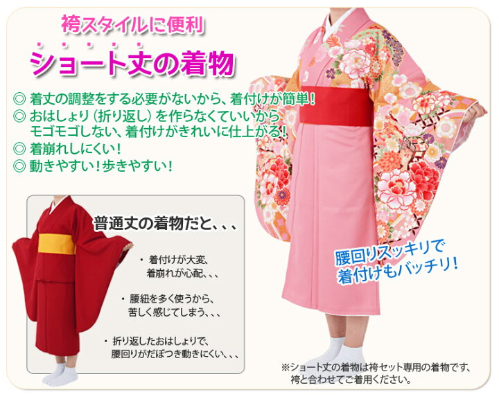 楽天市場】ぽっちゃりサイズ 二尺袖 着物 ショート丈 単品 卒業式 袴用 