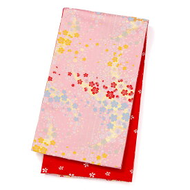 子ども用 袋帯 キッズ ジュニア兼用 手結び帯 ピンク 黒 女の子 子ども 子供 こども 七五三 卒業式 小学校 小学生 十三参り
