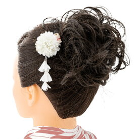 髪飾り 浴衣 七五三 クリップマム ピンク 赤 水色 オレンジ 白 紫 下がり飾り付 和装 小花 プチ飾り ヘアアクセサリー かみかざり 送料無料