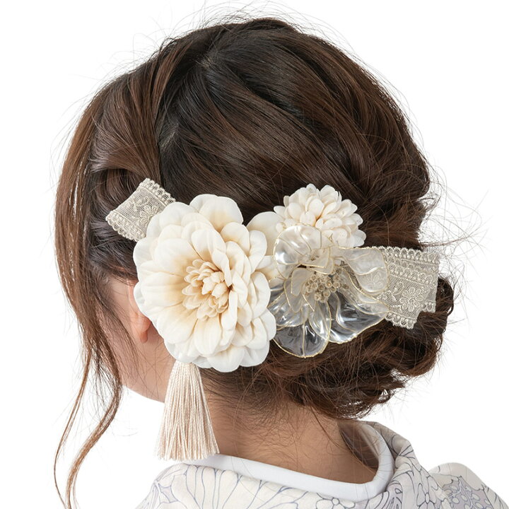 楽天市場】成人式 卒業式 袴 髪飾り 薄紫 ベージュ 白金 シック  