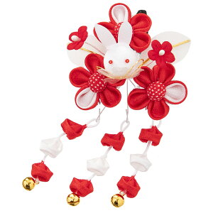 七五三 髪飾り 3歳 5歳 7歳 三歳 五歳 七歳 つまみ細工 女の子 子供 梅 うさぎ スリーピン 白 赤 着物 和装 キッズ 卒業 送料無料