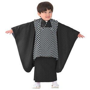 【1000円OFFクーポン配布中♪10/27まで】七五三 着物 男の子 3歳 2歳 被布 セット 黒 緑 ベージュ 市松 矢絣 販売 3才 2才 おしゃれ スタイリッシュ かっこいい