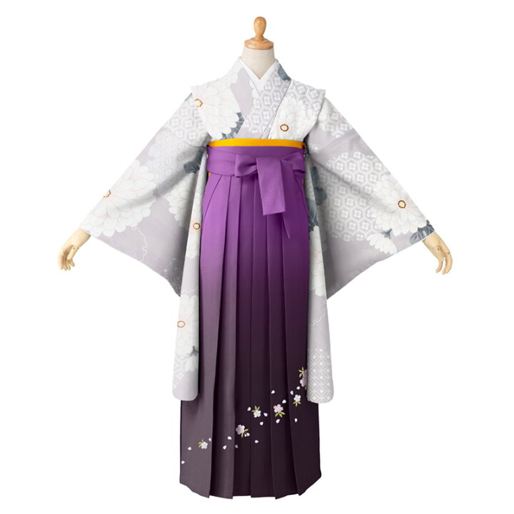京のみやび] ジュニア女の子着物袴セット 着物・袴・袴下帯・襦袢4点 