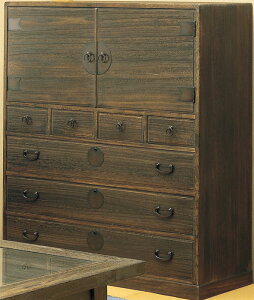 静岡県産焼桐仕上げ総桐箪笥深引き時代仕上げ5段8杯引国産品106cm幅和ダンス盆4杯古代1号FK-661【送料無料】【桐タンス/桐たんす】【smtb-k】 【家具】【京都−市やま家具】 日本製 桐だんす