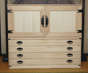 総桐タンス 桐たんす 桐箪笥 4段 観音扉付 着物用 肥前桐民芸 国産品 たとう紙OK 天板側板15mm使用 2段重ね 桐ダンス 桐箪笥 桐タンス 和家具 日本製 着物 価格 関東〜九州送料無料 家具 日本製