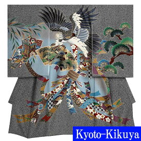 ＼命名書プレゼント中／【レンタル】お宮参り 産着 レンタル 男の子/お宮参り 男の子レンタル【京都きくや】【往復送料無料】B6 正絹黒地絞り柄 鷹 熨斗