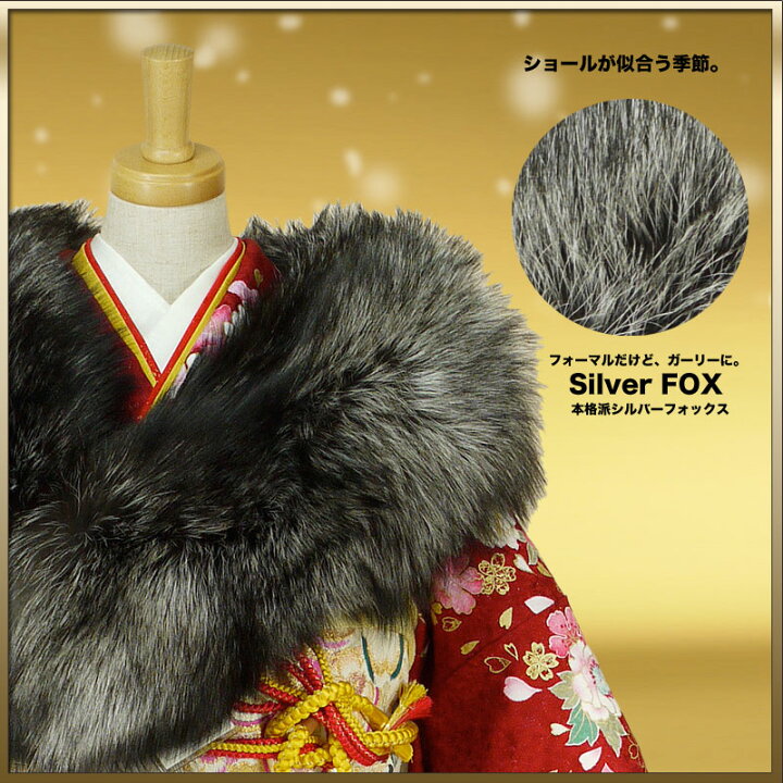 楽天市場】シルバーフォックス ショール リアルファー 白×黒 成人式 前 