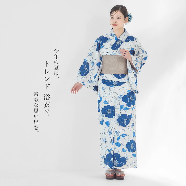 楽天市場】レディース 浴衣 3点セット (ゆかた/帯/下駄) 高級 綿麻生地 