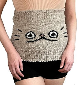[lukuluku] ねこのぶーちゃん もこもこ腹巻き (フリーサイズ / 胴囲64cm~70cm) 可愛い 猫 キャラクター 子供 大人 (冷え防止/保温/伸縮) 腹巻き プレゼント ねこ キャラ 動物