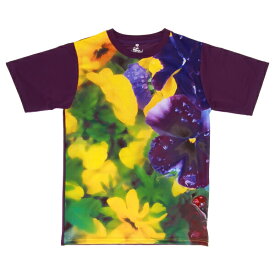 【kurofune Art Flowers Tシャツ】 三色菫 紫 XL 京都 くろちく 公式 アート ビッグサイズ ユニセックス グリーン パープル 紫 フラワー 花 草