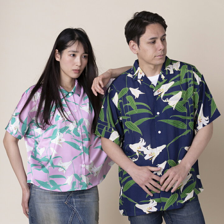 楽天市場】アロハシャツ ユリ ネイビー 京都 くろちく 公式 : 京都 