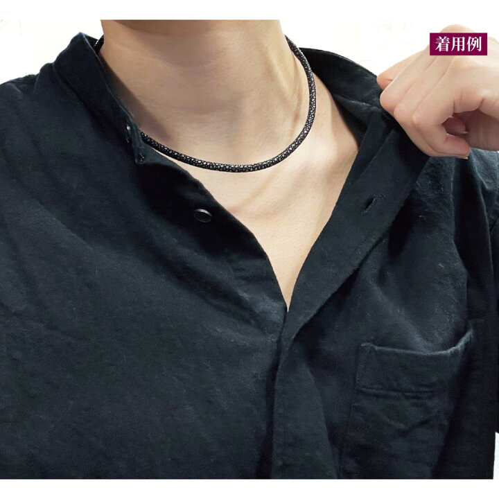 楽天市場 男のネックレス メンズ ネックレス エイ皮 エイ ガルーシャ 本革 革 黒 ブラック チョーカー 短い 短め 天然 動物 海 耐久性 耐水性 丈夫 頑丈 いかつい かっこいい 男性 アクセサリー シルバー プレゼント K18 K10 ジュエリー 京都takano