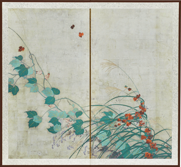 楽天市場】縮小屏風 〈重文 夏秋草図屏風〉酒井抱一筆 : 京都便利堂