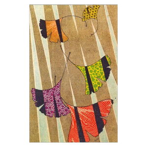 コロタイプ絵はがき〈季趣五題 あきそまる 滑稽新聞 銀杏の葉〉 BC-038