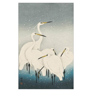 コロタイプ絵はがき〈季趣五題 ふゆこもり 雪に白鷺〉小原古邨 BC-053