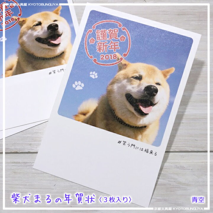 楽天市場 柴犬まるの年賀状3枚入りインスタグラムで世界的に人気の柴犬 まる 年賀状 青空 京都文具屋