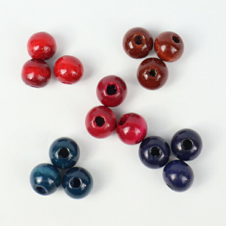 楽天市場】ウッドビーズ 直径約10mm 穴Φ約3.4mm【単色：15個入り 