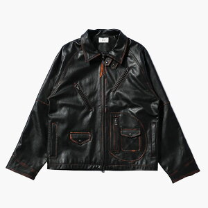 KOOI R[C U[WPbg Y AE^[ {v JEU[ 25H~ D POCKET AGING LEATHER JACKET -BLACK-