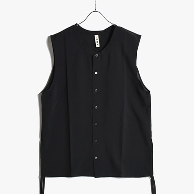 KOOI コーイ 23SS ノースリーブシャツ 無地シャツ シャツベスト ノーカラーベスト フリーサイズ ブラック 黒 TANK TOP SHIRT -BLACK- 品質が