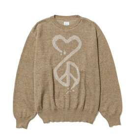 Sasquatchfabrix. サスクワァッチファブリックス ニット メンズ トップス セーター 24SS サイズM-L ベージュ CALLIGRAPHIC "LOVE & PEACE" KNIT -BEIGE-