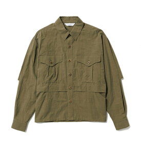 Sasquatchfabrix. サスクワァッチファブリックス テックシャツ メンズ トップス オーバーサイズ 24SS サイズM-L カーキ UTILITY VENTILATION SHIRT -OLIVE-