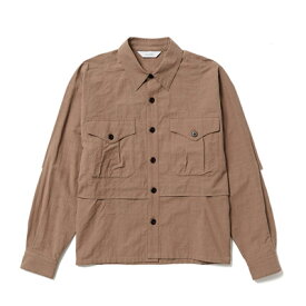 Sasquatchfabrix. サスクワァッチファブリックス テックシャツ メンズ トップス オーバーサイズ 24SS ブラウン/茶 UTILITY VENTILATION SHIRT -LIGHT BROWN-