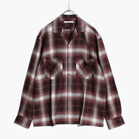 SEVEN BY SEVEN セブンバイセブン チェックシャツ メンズ トップス レーヨン サイズS-M ブラウン/茶 OPEN COLLAR SHEER SH L/S Modal boucle check -WINE-