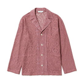 Sasquatchfabrix. サスクワァッチファブリックス ラペルジャケット メンズ トップス レースシャツ ピンク "LOVE & PEACE" LACE LAPEL JACKET -ROSE-