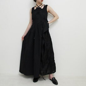 RIV NOBUHIKO リブノブヒコ ドレス レディース キャミワンピース ファブリックビーズ ジャガード フリーサイズ ブラック/黒 ATOM FEATHER DRESS -BLACK-