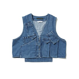 Sasquatchfabrix. サスクワァッチファブリックス デニムベスト メンズ トップス ブルー "KATHARINE HAMNETT" DENIM VEST -INDIGO BLUE-