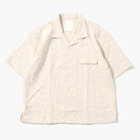 whowhat フーワット オープンカラーシャツ トップス メンズ ジャガード リネン 開襟 半袖 25春夏 PAISLEY JACQUARD OPEN-COLLAR SHIRT -ECRU-
